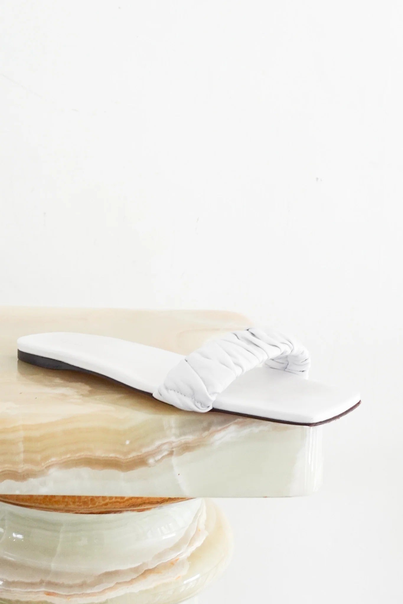 White Slider Sandals