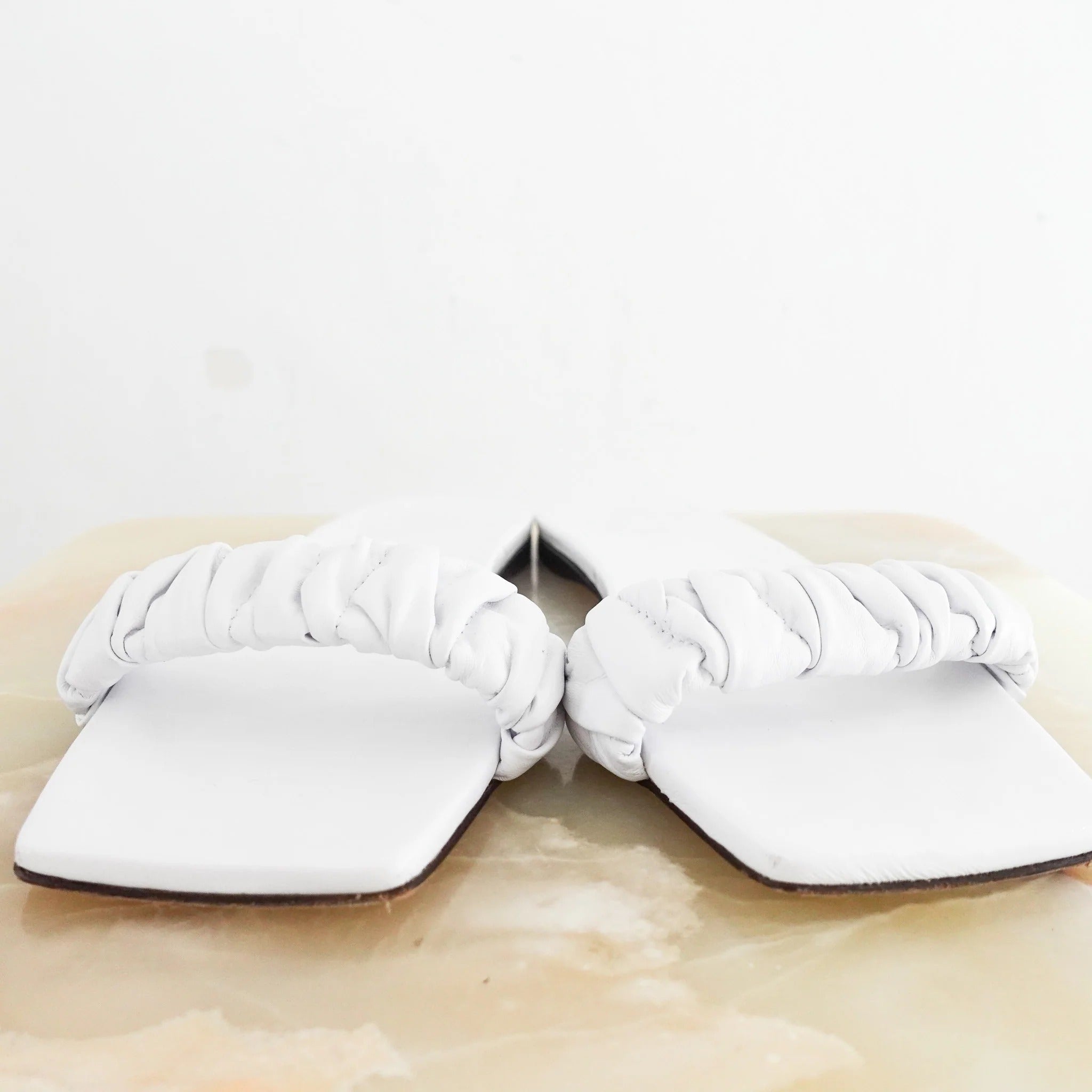 White Slider Sandals